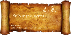 Lővinger Henrik névjegykártya