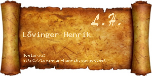 Lővinger Henrik névjegykártya